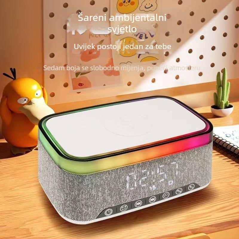Bluetooth zvučnik s LED osvjetljenjem i bežičnim punjenjem – BT 5.2, 100 Hz–20 kHz, SNR ≥60 dB, 15 W, ugrađena baterija 1200–2000 mAh