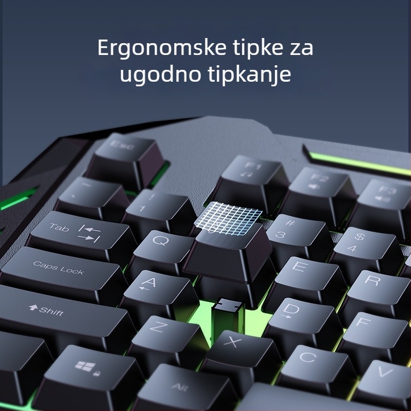 Yesido gaming tipkovnica, 104 tipke, žična, jednobojno pozadinsko osvjetljenje