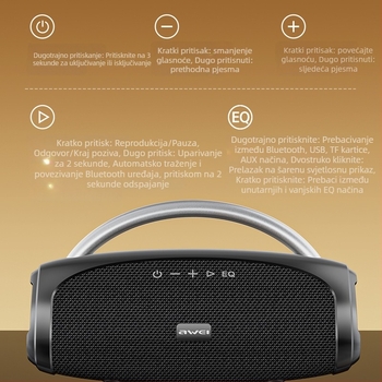 Awei KA39 Bluetooth zvučnik s USB/TF kartom i žično reproduciranjem 3,5 mm, 2 zvučnika, 5W izlaz, Bluetooth 5.3, ugrađena baterija 6000mAh