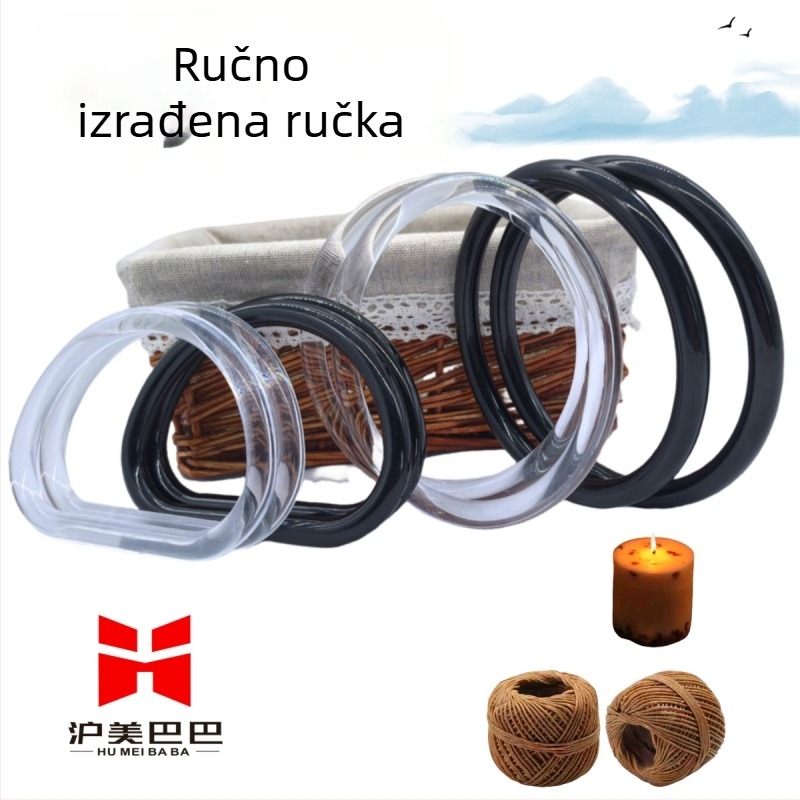 Akrilna drška s okruglim D-prstenom i polukružnom ručkom za torbu, DIY dodatak, vodootporan, svjež i sladak stil