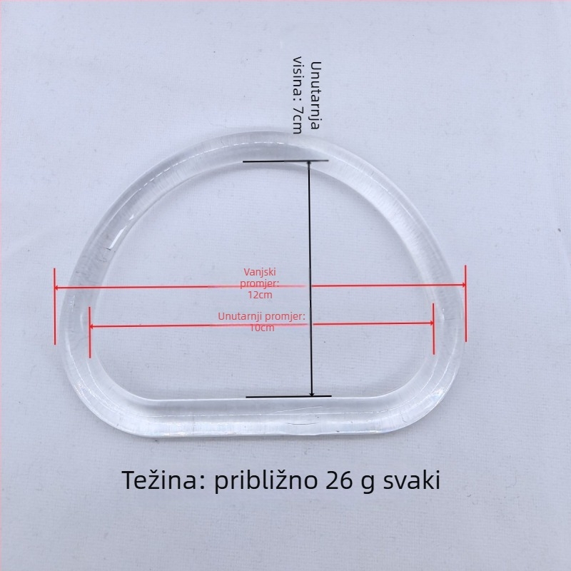 Akrilna drška s okruglim D-prstenom i polukružnom ručkom za torbu, DIY dodatak, vodootporan, svjež i sladak stil