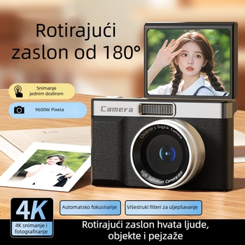 Nova kamera za studente s zaslonom koji se okreće, dvostruki CCD senzor, HD snimke, retro kampus dizajn, kompaktna