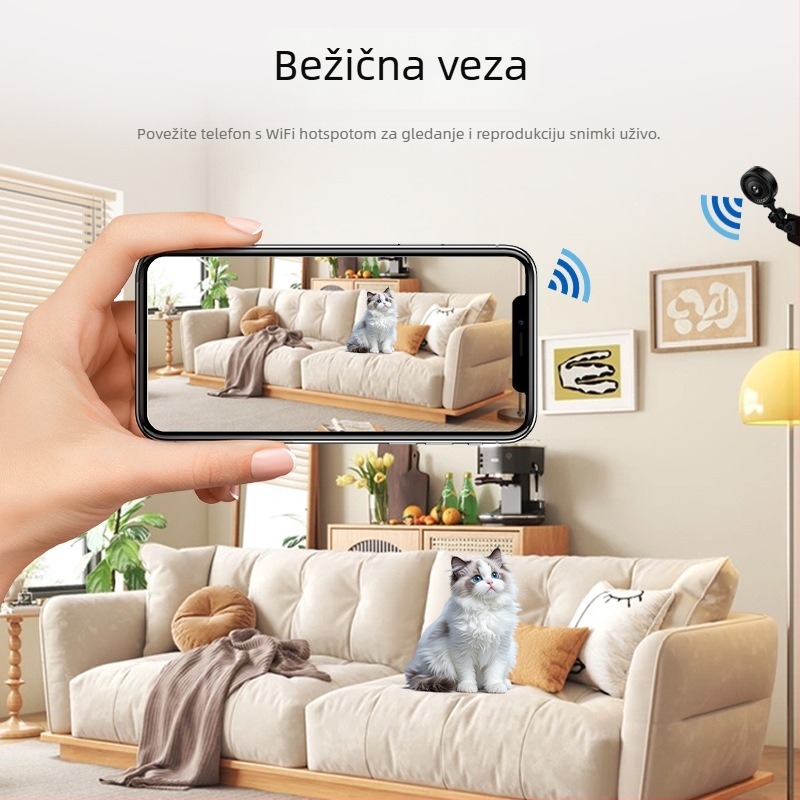 Kamera C8: HD široki kut, bežični Wi‑Fi, noćni vid, snimanje videa i fotografija, podrška memorijskoj kartici