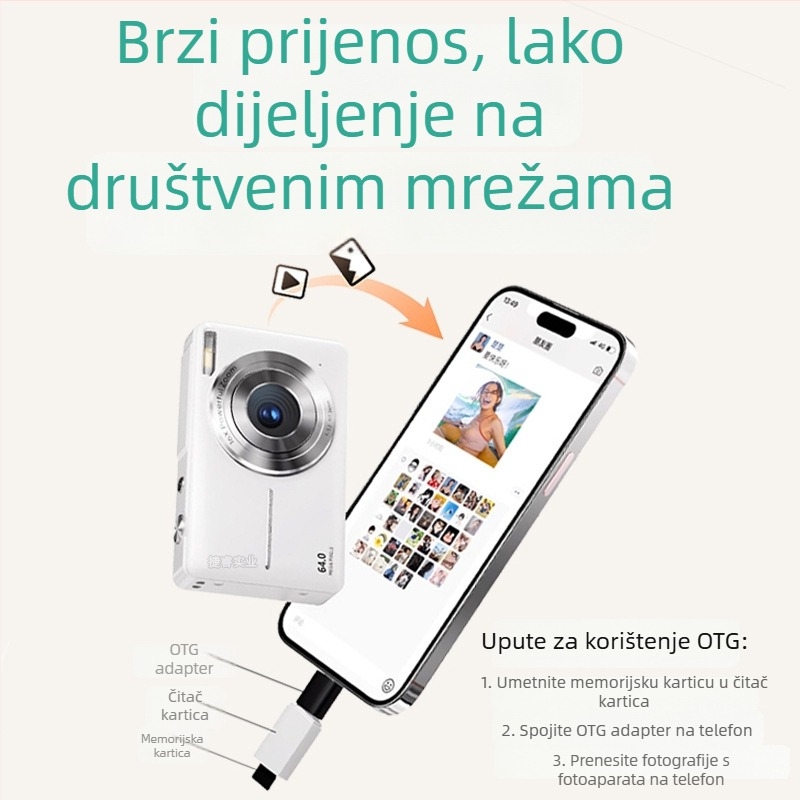 Model M5 Retro digitalna kamera s CCD senzorom, 8 MP, 18x optični zum, 2.4 inch LCD, periskopni objektiv, elektronicka stabilizacija slike, prepoznavanje lica, makro, USB 2.0, TF utor, ABS kućište, prijenosna kamera za putovanja, potpuno ručno upravljanje