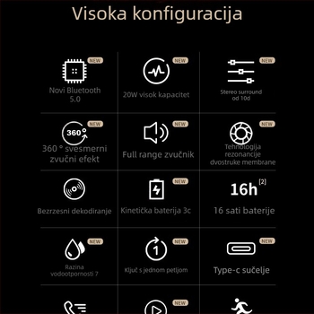 Mifa bežični Bluetooth zvučnik, prijenosni, s utorom za microSD, vodootporan IPX7, ugrađena baterija 1200–2000 mAh, raspon frekvencija 100 Hz–20 kHz, SNR ≥70 dB