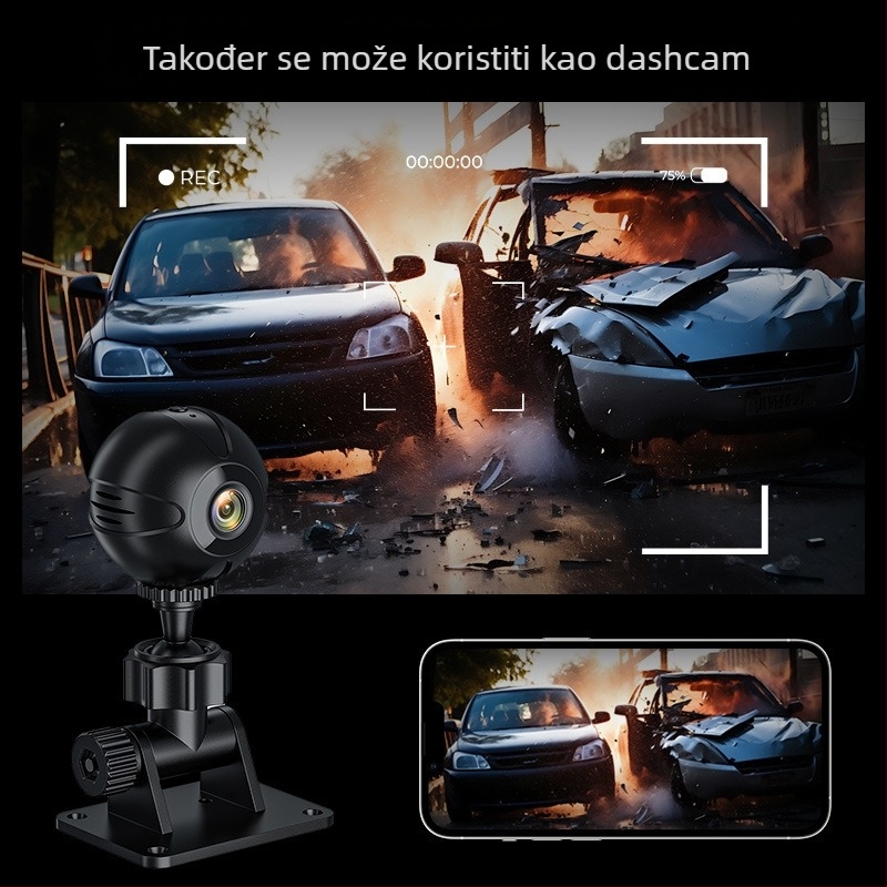 Bežična kućna kamera za nadzor, kružnog dizajna, HD video, infracrveno noćno viziranje, pohrana na TF karticu