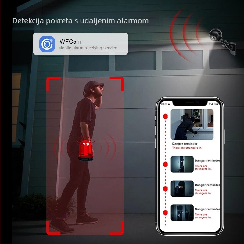 Bežična kućna kamera za nadzor, kružnog dizajna, HD video, infracrveno noćno viziranje, pohrana na TF karticu