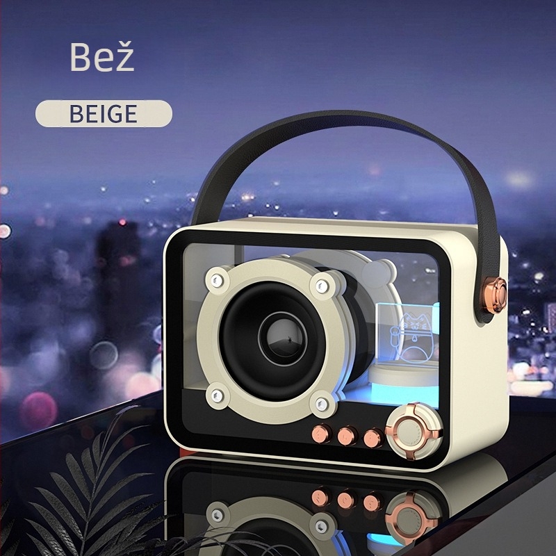 Prijenosni Bluetooth zvučnik s ugrađenom ambijentalnom rasvjetom, 5W izlaz, BT 5.2, 100 Hz–20 kHz, SNR ≥85 dB, ugrađena baterija 1200–2000 mAh