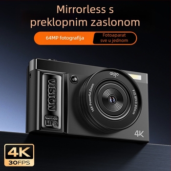4K digitalna bezzrcalna kamera s rotirajućim zaslonom za selfie, višebojna, za studente i fotografiranje na kampusu