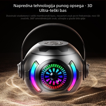Bluetooth zvučnik s basom i LED svjetlima – Mini prijenosni vanjski sustav za zvuk (5W, Bluetooth 5.3, 100Hz-20kHz, SNR ≥85dB, domet 10 m)