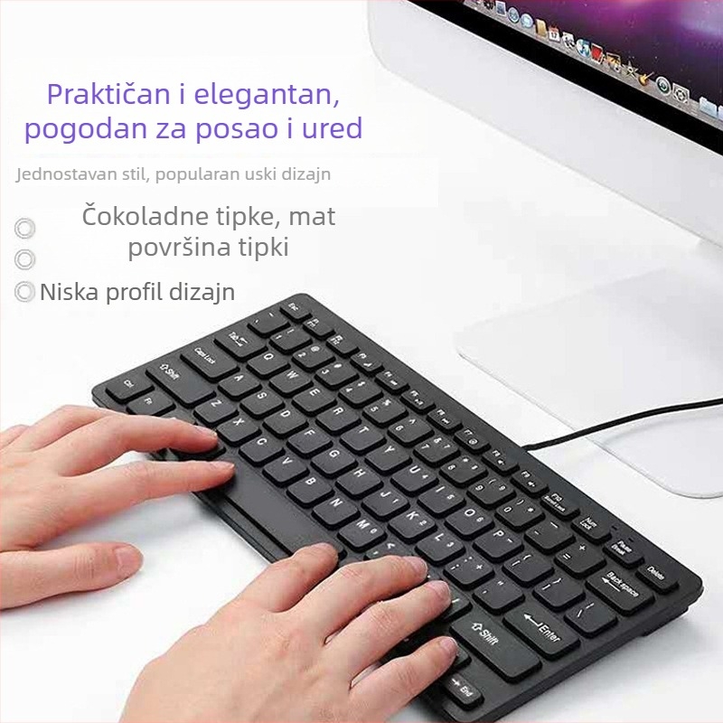 Žična USB tipkovnica za stolno računalo, 87 tipki, kompaktni raspored, vodootporna, bijeli osi prekidača, kabel 1,35 m