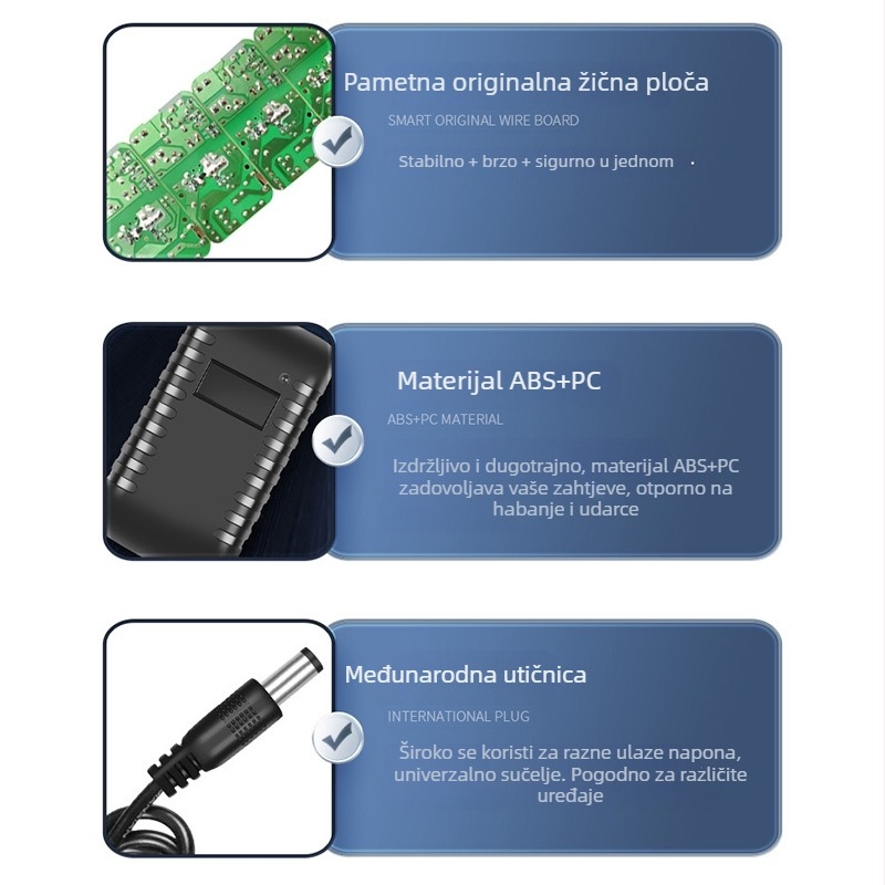 Napajanje 12V DC 3A za NVR snimače, sigurnosne kamere i usmjerivače, težina 100 g, kompaktni dizajn