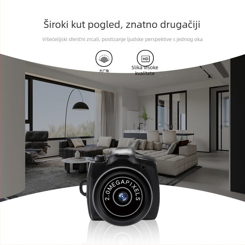 Mala kamera za video snimanje i fotografiranje, model Y2000, pohrana na TF karticu, senzor do 1 MP, plastično kućište, trajanje baterije 3-5 sati