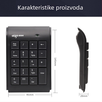 Patriot W909 žičana brojčana tipkovnica, 19 tipki, za prijenosna računala i uredske potrebe