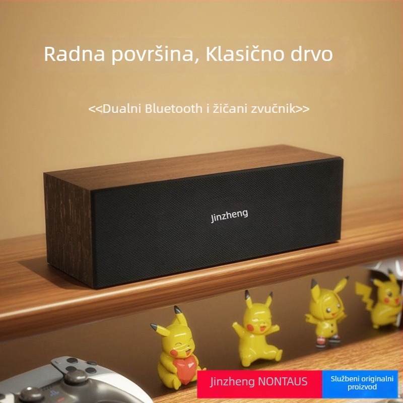 Bluetooth zvučnik za računalo s drvenim kućištem — Bluetooth 5.3; izlazna snaga 5 W; frekvencijski odziv 60 Hz–15 kHz; SNR ≥70 dB; domet 10 m