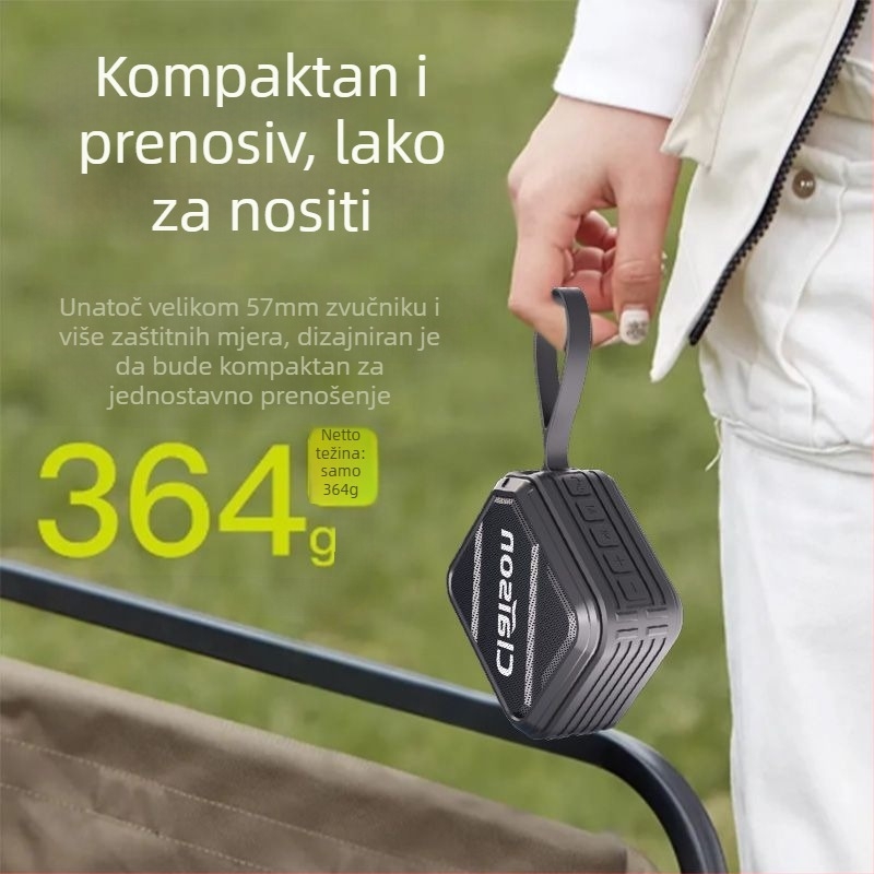 Prijenosni Bluetooth zvučnik za vanjsku upotrebu IPX7, Bluetooth 5.3, 5W izlazna snaga, 8 sati reprodukcije, MP3/USB podrška