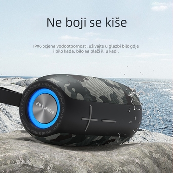 Vanjski Bluetooth zvučnik, otporan, 10W, IPX4 vodootporan, Bluetooth 5.0, ugrađena baterija 1000–1200 mAh, frekvencijski raspon 80 Hz–15 kHz (IPX4; 10W; Bluetooth 5.0; 1000–1200 mAh; 80 Hz–15 kHz)