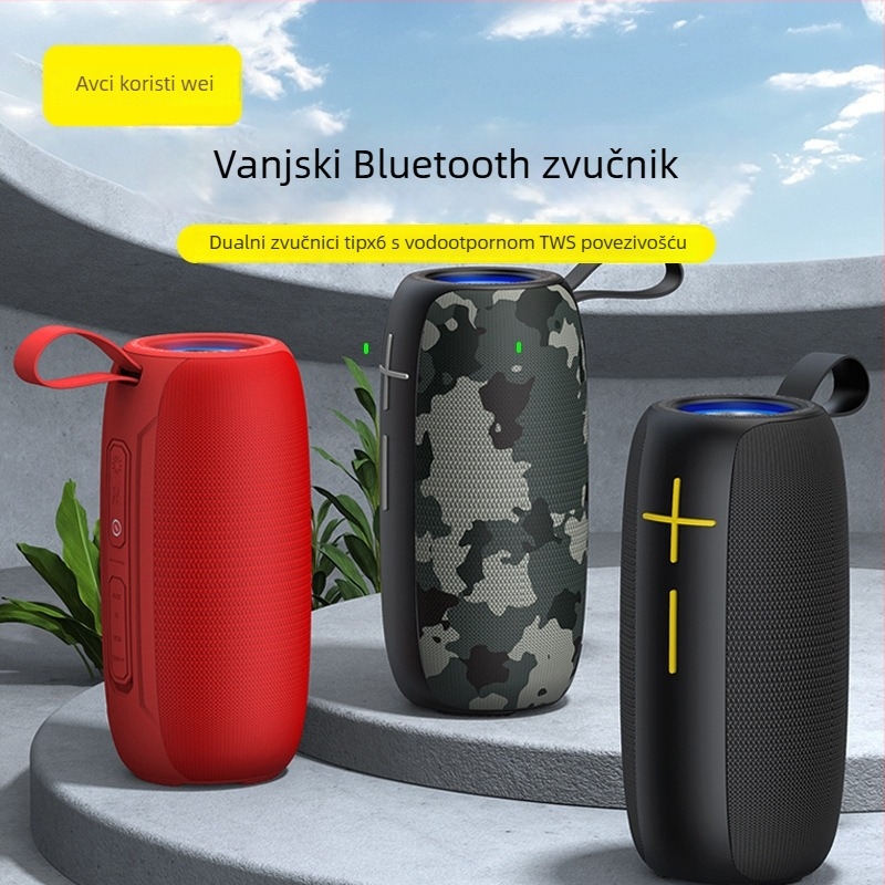 Vanjski Bluetooth zvučnik, otporan, 10W, IPX4 vodootporan, Bluetooth 5.0, ugrađena baterija 1000–1200 mAh, frekvencijski raspon 80 Hz–15 kHz (IPX4; 10W; Bluetooth 5.0; 1000–1200 mAh; 80 Hz–15 kHz)