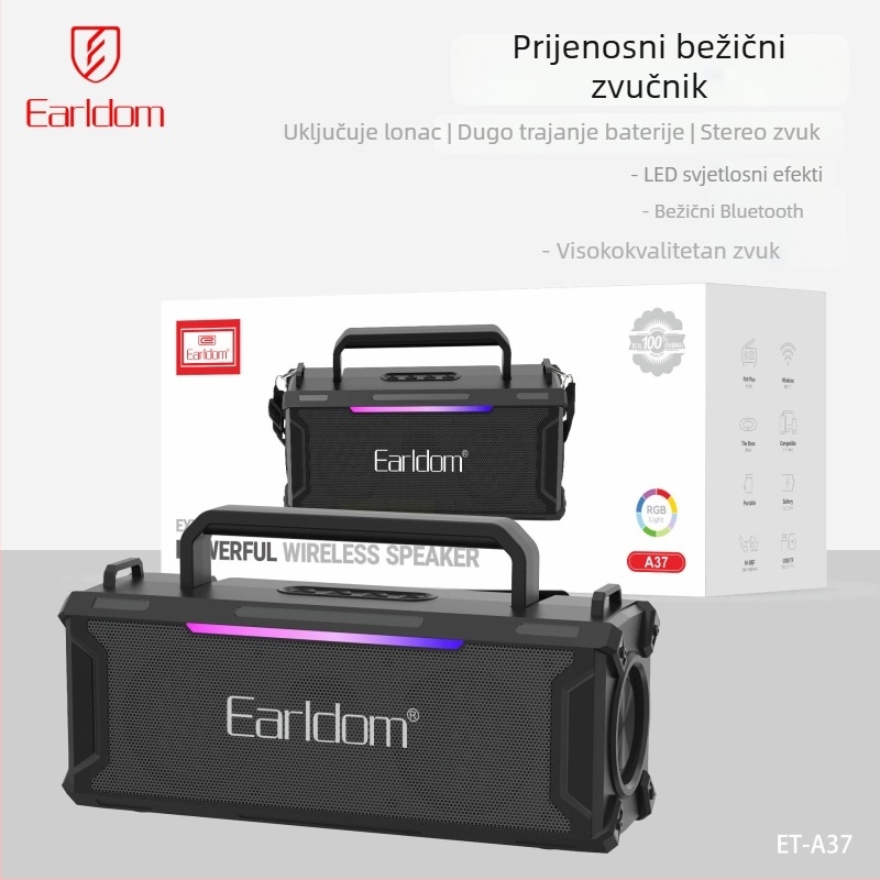 Bluetooth zvučnik s ugrađenim subwooferom i LED svjetlom, 30W, IPX5, Bluetooth 5.3, 100Hz-20kHz, baterija 2000–4000mAh