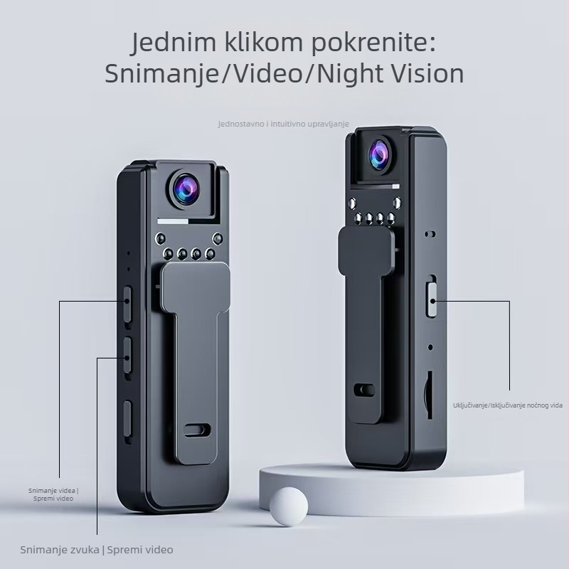 A-8 Klip-on videorekorder za džep s TF kartom, 1–5 MP senzor, trajanje baterije 1–3 h, kućište PCS