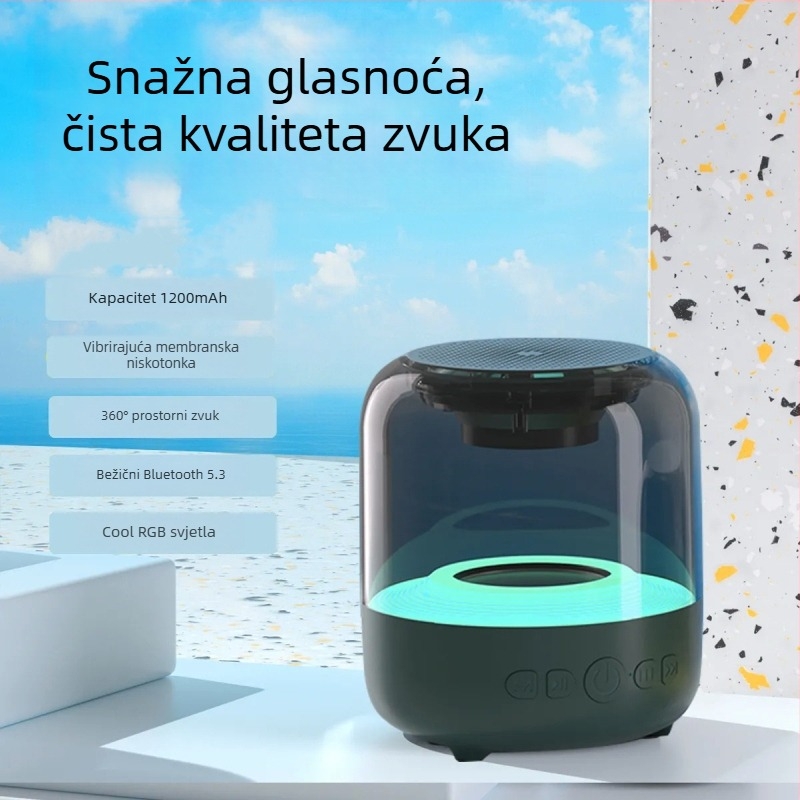 Bluetooth zvučnik s dijafragmatskim rogom, subwooferom, dugim trajanjem baterije i ambijentalnim osvjetljenjem