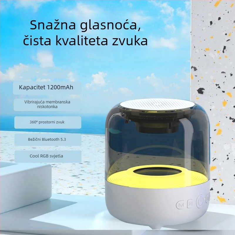 Bluetooth zvučnik s dijafragmatskim rogom, subwooferom, dugim trajanjem baterije i ambijentalnim osvjetljenjem