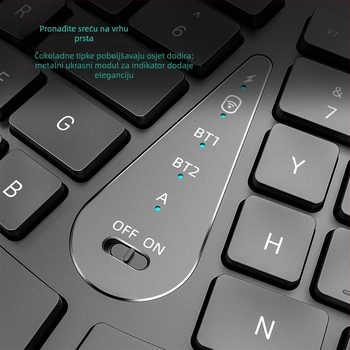 Bluetooth ergonomski set tipkovnice i miša s podrškom za zapešće, 111 tipki, punjiva tipkovnica, povezivanje s dva uređaja, vodootporan