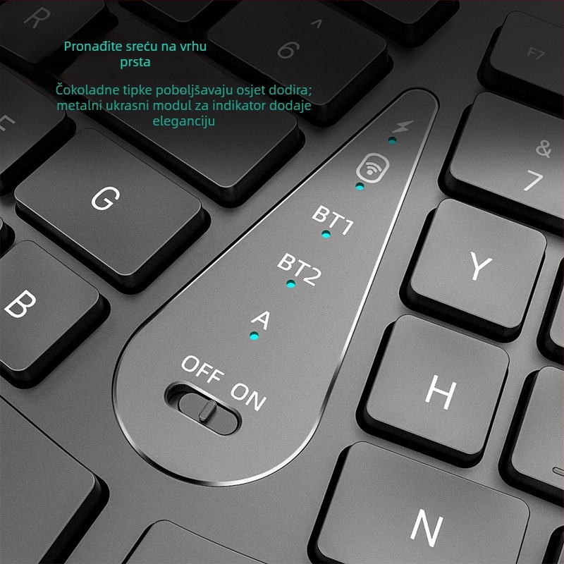 Bluetooth ergonomski set tipkovnice i miša s podrškom za zapešće, 111 tipki, punjiva tipkovnica, povezivanje s dva uređaja, vodootporan