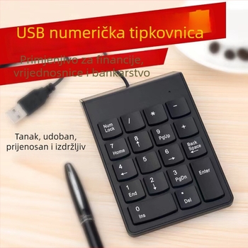 Žičana numerička tipkovnica s 18 tipki, ABS materijal, kabel duljine 1,35 m, kompaktne dimenzije 140×85×8 mm