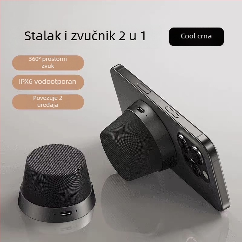Bluetooth zvučnik s magnetskim tkaninskim omotom, elegantan prijenosni zvučnik, držač za telefon, bas, bežično