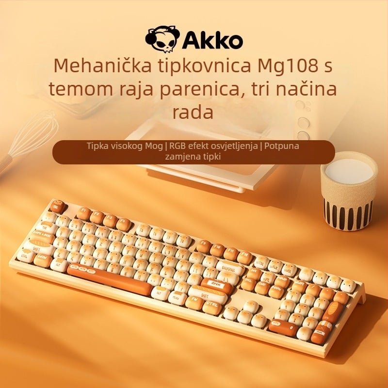 AKKO Mantou Paradise mehanička tipkovnica s PBT tipkama za sublimaciju, tri bežična načina, RGB pozadinsko osvjetljenje, 98+ tipki