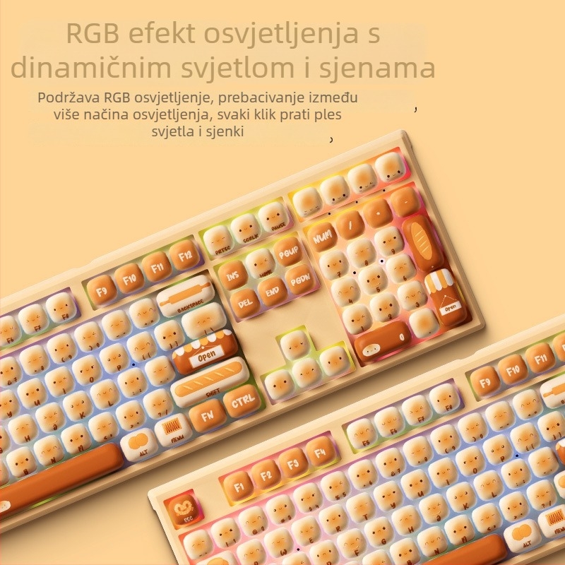 AKKO Mantou Paradise mehanička tipkovnica s PBT tipkama za sublimaciju, tri bežična načina, RGB pozadinsko osvjetljenje, 98+ tipki