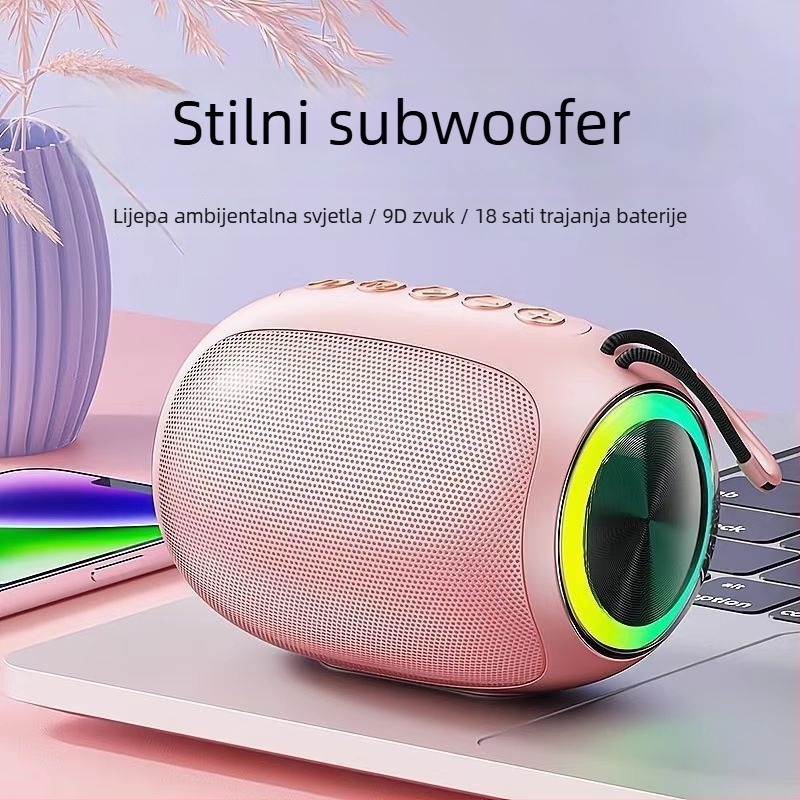 Bežični Bluetooth zvučnik sa snažnim subwooferom, visokokvalitetan zvuk (Bluetooth, 100 Hz–20 kHz, SNR ≥70 dB, IPX7, ABS kućište)