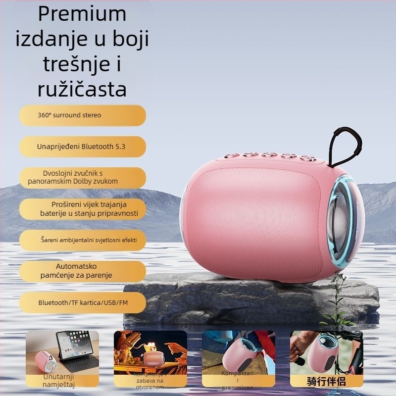 Bežični Bluetooth zvučnik sa snažnim subwooferom, visokokvalitetan zvuk (Bluetooth, 100 Hz–20 kHz, SNR ≥70 dB, IPX7, ABS kućište)