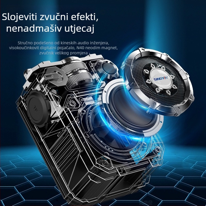 Bluetooth zvučnik s TF karticom, BT 5.3, 10W, raspon 100 Hz–20 kHz, ugrađena baterija 1200–2000 mAh