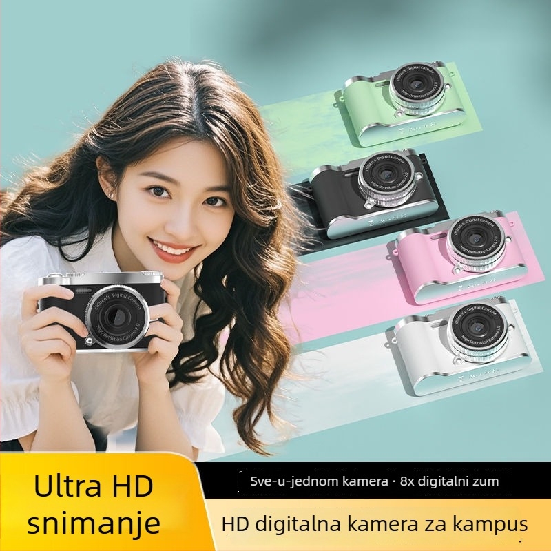 Retro digitalni fotoaparat Z7 s fiksnim objektivom, CMOS senzor 1/2.3 inča, više od 20 MP, 8x optički zum, 2.4" HD LCD