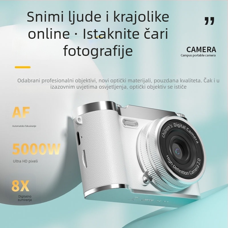 Retro digitalni fotoaparat Z7 s fiksnim objektivom, CMOS senzor 1/2.3 inča, više od 20 MP, 8x optički zum, 2.4" HD LCD