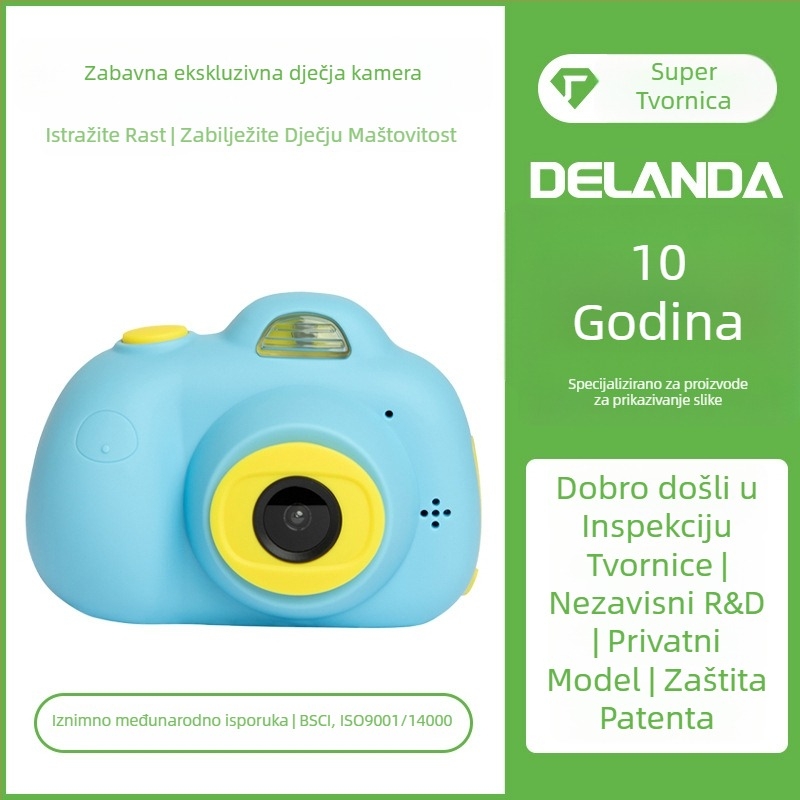 Delanda D6 Dječja digitalna kamera – CMOS senzor 4/3 inča, 96 MP, 10x digitalni zum, maksimalna rezolucija 320x240, 2.0 inča LCD