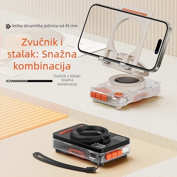 M2 sklopivi Bluetooth zvučnik sa držačem za telefon, 5W, Bluetooth 5.3, ugrađena baterija 1200–2000 mAh, frekvencijski odziv 20 Hz–20 kHz