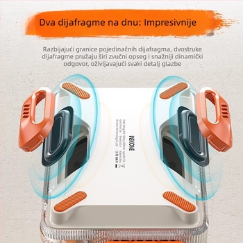 M2 sklopivi Bluetooth zvučnik sa držačem za telefon, 5W, Bluetooth 5.3, ugrađena baterija 1200–2000 mAh, frekvencijski odziv 20 Hz–20 kHz