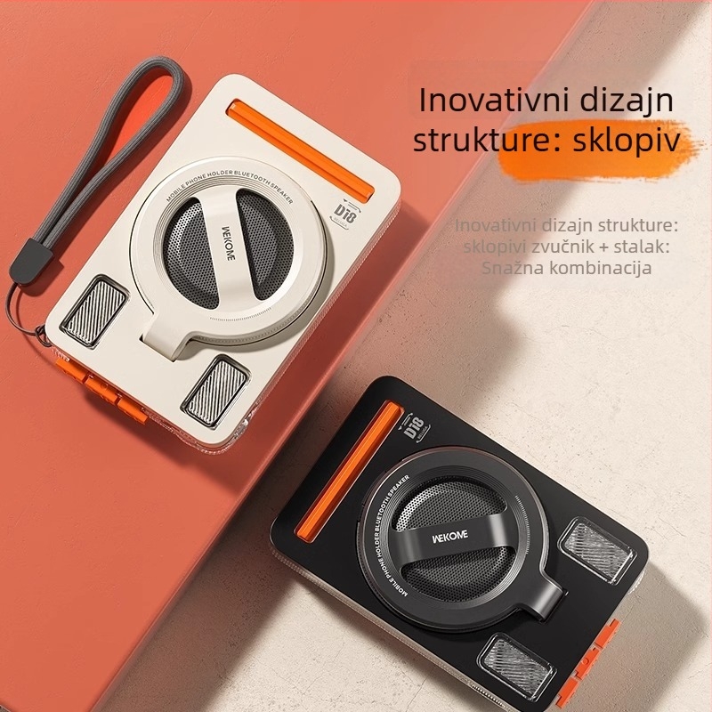 M2 sklopivi Bluetooth zvučnik sa držačem za telefon, 5W, Bluetooth 5.3, ugrađena baterija 1200–2000 mAh, frekvencijski odziv 20 Hz–20 kHz