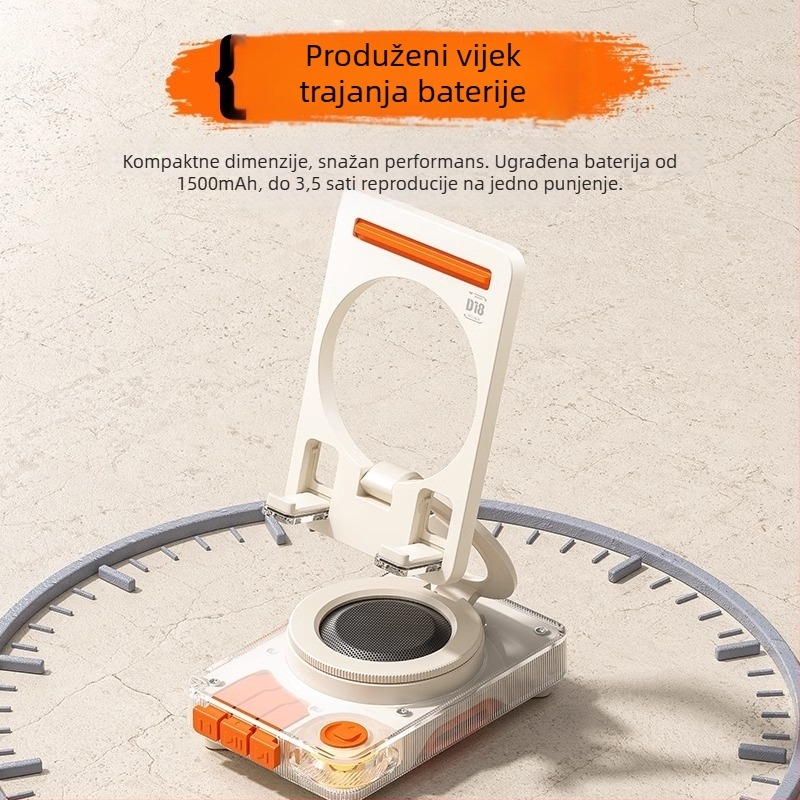 M2 sklopivi Bluetooth zvučnik sa držačem za telefon, 5W, Bluetooth 5.3, ugrađena baterija 1200–2000 mAh, frekvencijski odziv 20 Hz–20 kHz