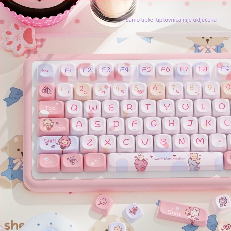 Set kapica za tipke za mehaničku tipkovnicu, petostruka sublimacija, PBT materijal, 112/120 tipki, prilagodljiv, kompatibilan s većinom mehaničkih tipkovnica
