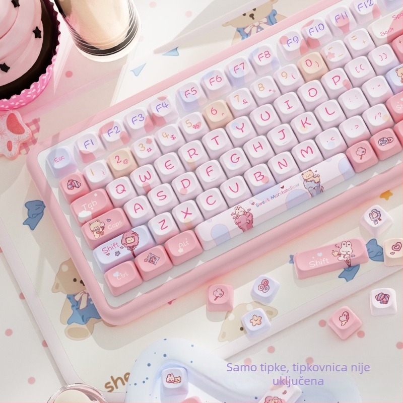 Set kapica za tipke za mehaničku tipkovnicu, petostruka sublimacija, PBT materijal, 112/120 tipki, prilagodljiv, kompatibilan s većinom mehaničkih tipkovnica