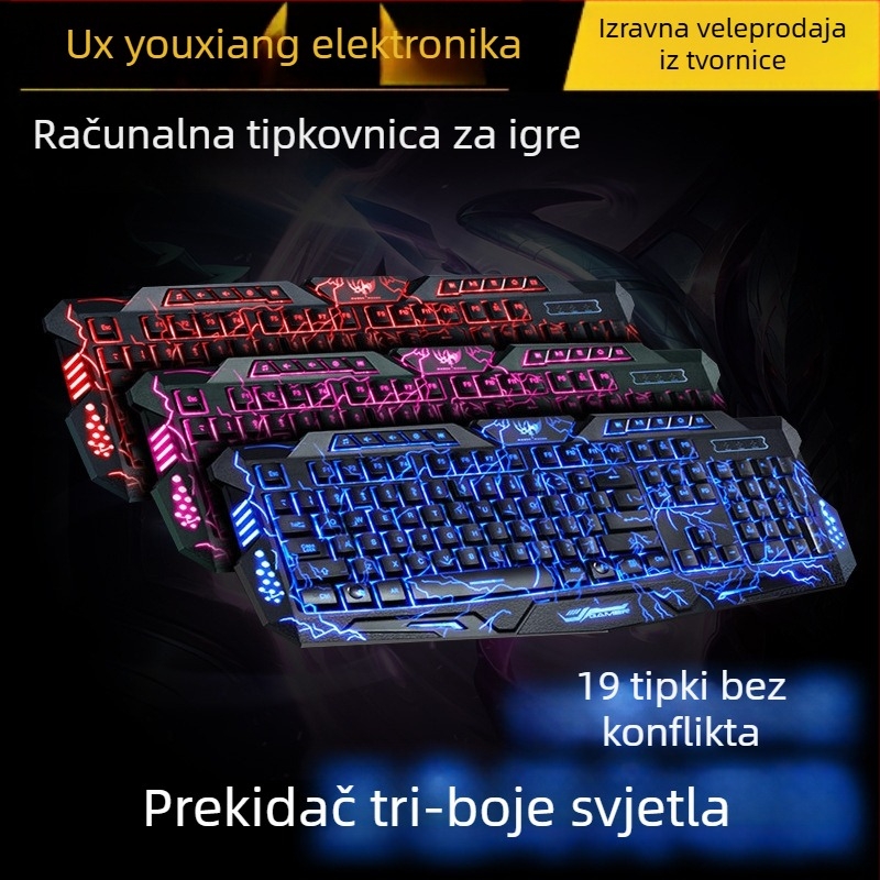 Gaming tipkovnica, 104 tipke, žična, crveni prekidači, višebojno osvjetljenje