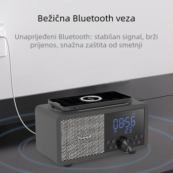 Shaba FM radio bežični drveni Bluetooth zvučnik sa alarma i čitačem kartica, 5W, Bluetooth 5.1, 100Hz-20kHz, SNR ≥75dB, domet 10 m
