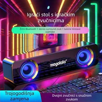 Stolni mini zvučnik s USBnapajanjem, Bluetooth i 3,5 mm, raspon frekvencija 100 Hz–20 kHz, SNR ≥70 dB, IPX7 vodootporan