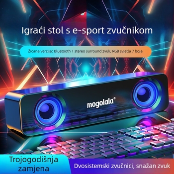 Stolni mini zvučnik s USBnapajanjem, Bluetooth i 3,5 mm, raspon frekvencija 100 Hz–20 kHz, SNR ≥70 dB, IPX7 vodootporan