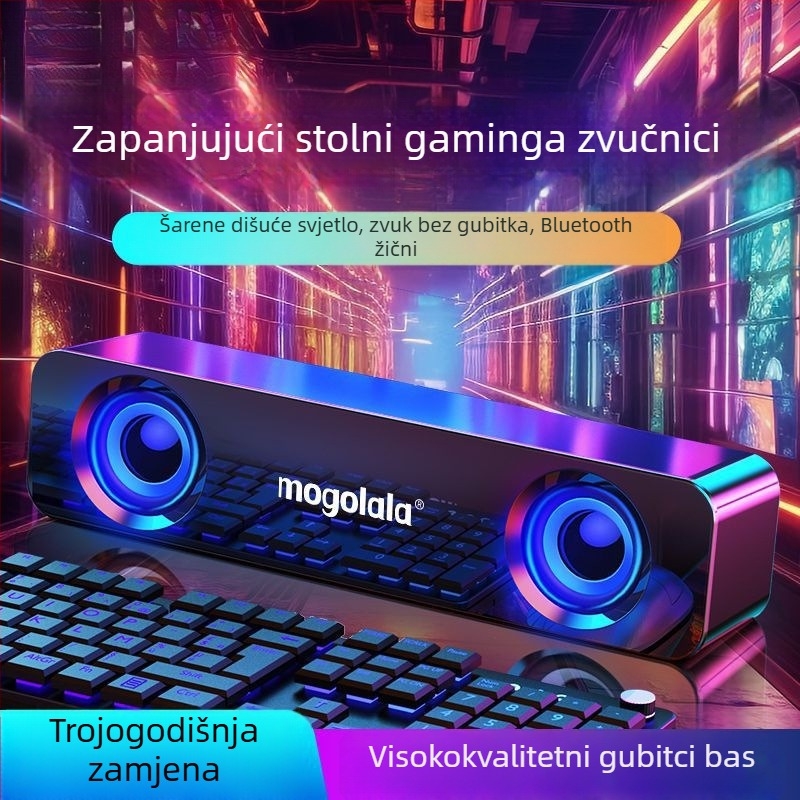 Stolni mini zvučnik s USBnapajanjem, Bluetooth i 3,5 mm, raspon frekvencija 100 Hz–20 kHz, SNR ≥70 dB, IPX7 vodootporan