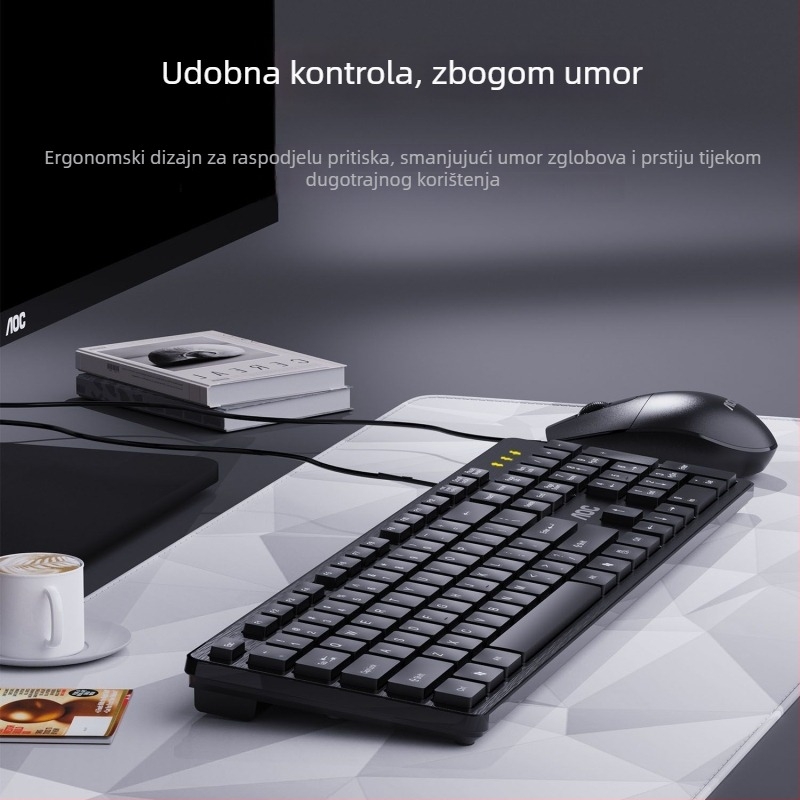 AOC Chocolate kabelski set tipkovnice i miša za poslovnu i kućnu upotrebu, za prijenosna i stolna računala